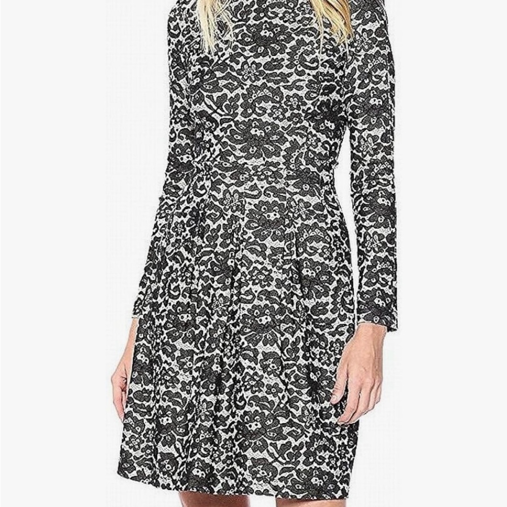 Tommy Hilfiger Monochrome Floral Long Sleeve Dress